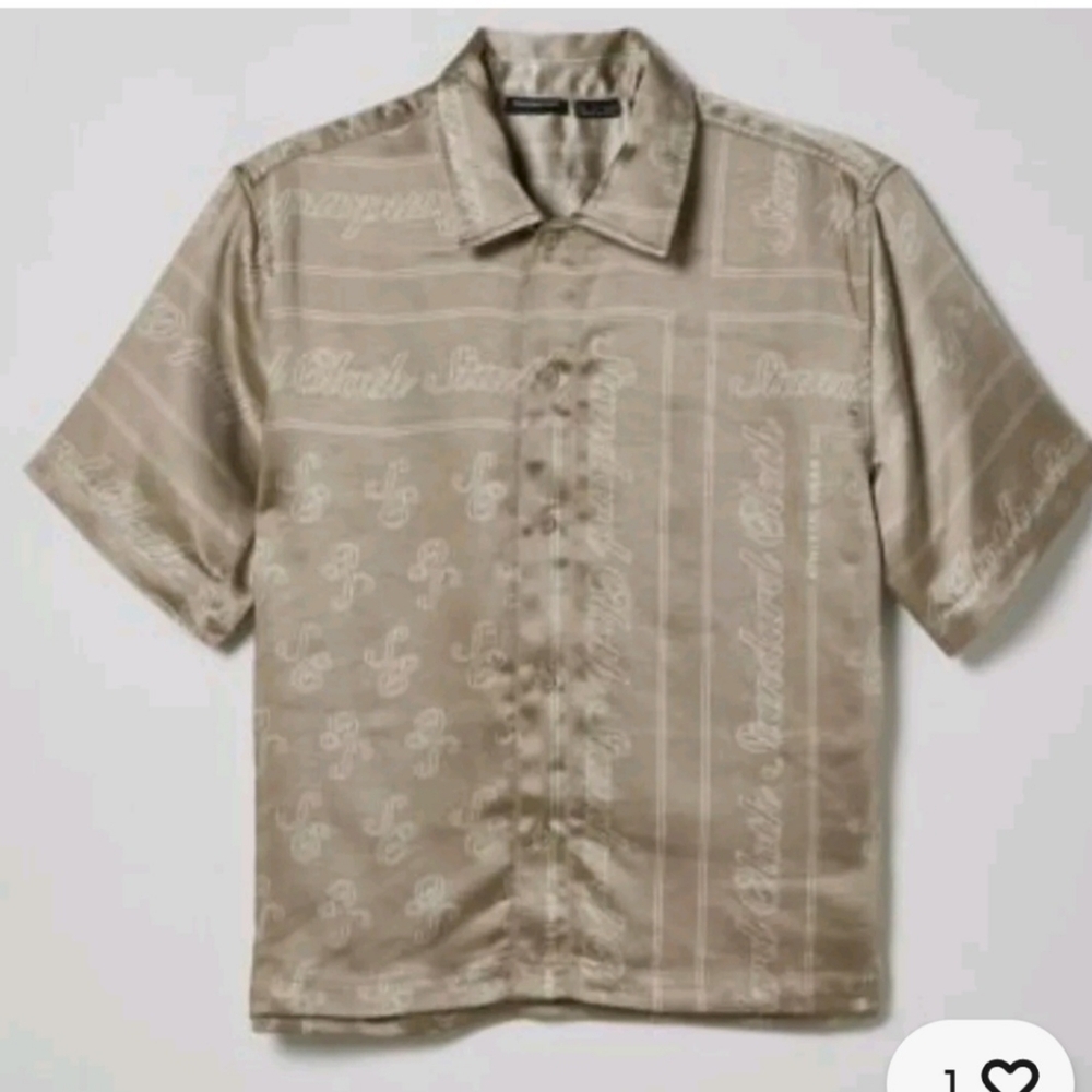 UO STANDARD CLOTH RESORT STYLE BEIGE SATIN SS SHIRT SIZE M New Without Tag $59
